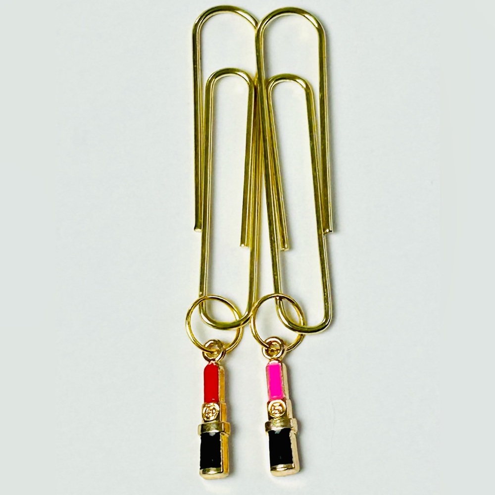 Lipstick Charms Red & Pink Paperclip bookmark (Set of 2)